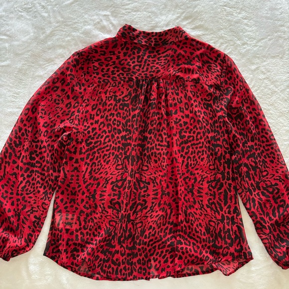 INC Long Sleeve Red & Black Animal Print Button Down Shirt—EUC--Sz PL - Picture 9 of 12